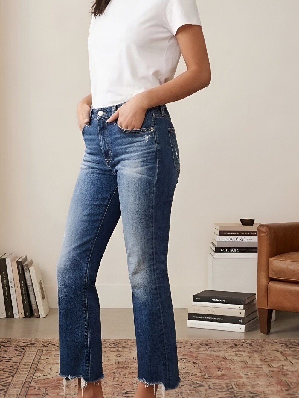 AG-Ed Denim Adriano Goldschmied The Jodi Crop High-Rise Slim Flare Crop Sz 29